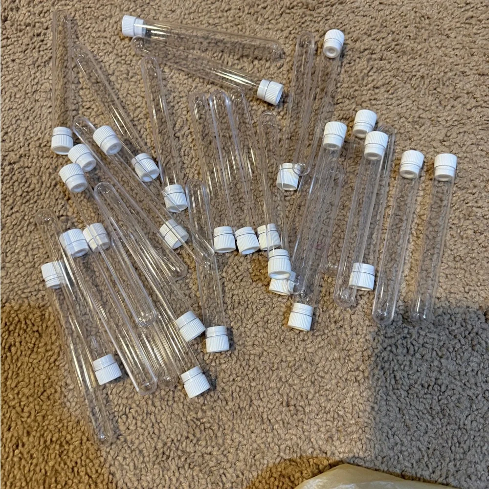 Clear Plastic Test Tube Party Favor Bottles with White Caps